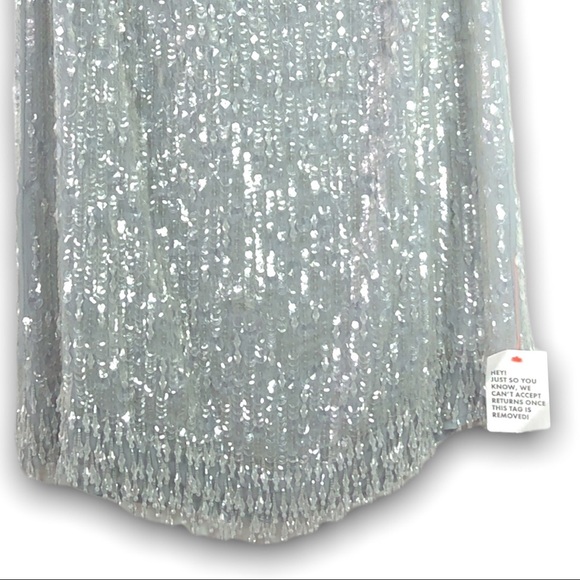 NWT - ASOS EDITION - sequin & crystal fringe midi skirt in gray - 14 - Picture 4 of 10